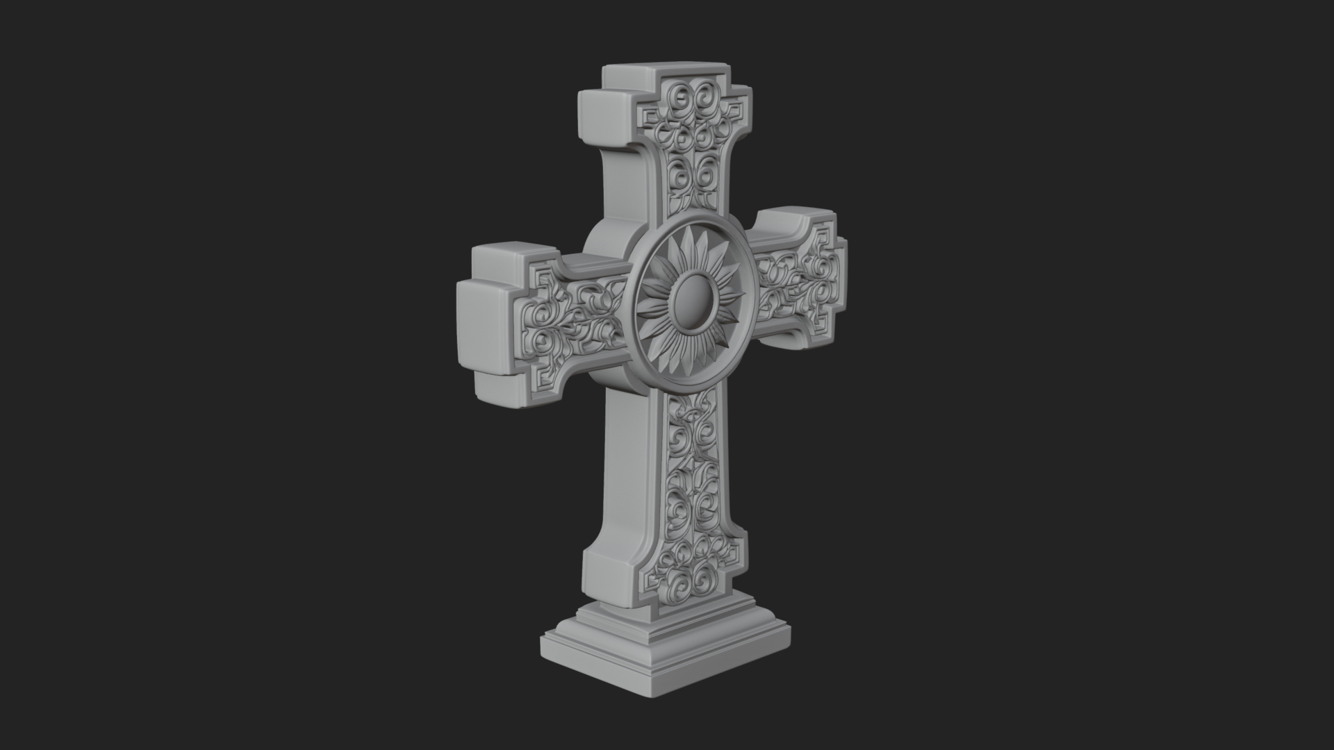Carved Relief Wall Cross Design 289 3D Print Model 3D Model