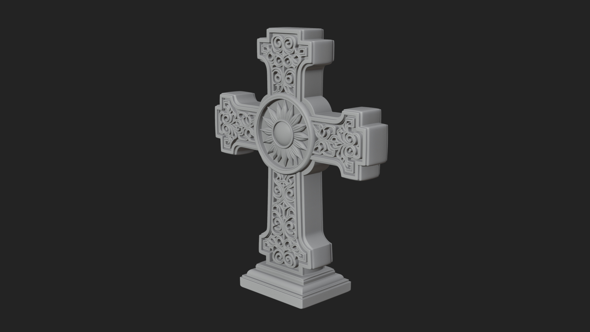Carved Relief Wall Cross Design 289 3D Print Model 3D Model