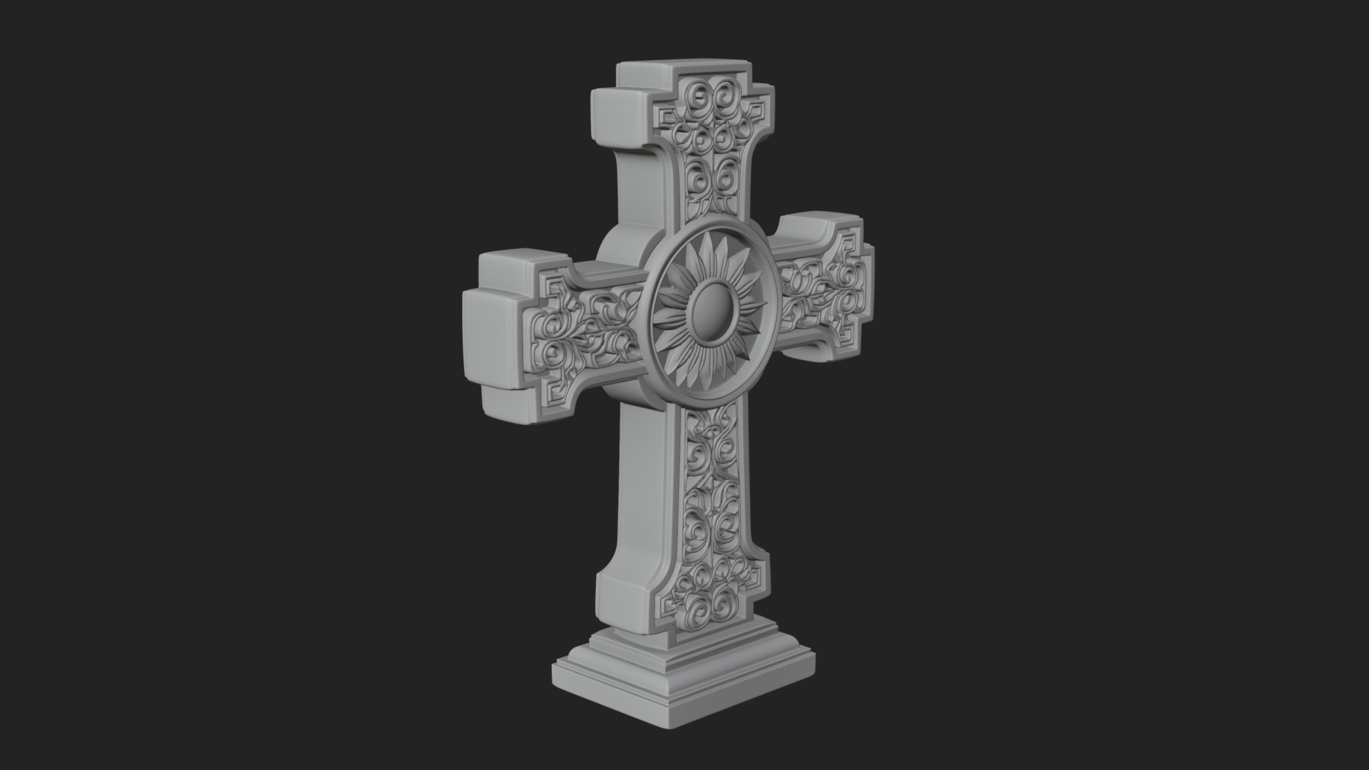 Carved Relief Wall Cross Design 289 3D Print Model 3D Model