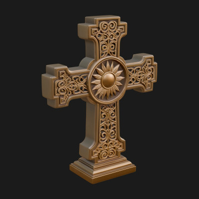 Carved Relief Wall Cross Design 289 3D Print Model