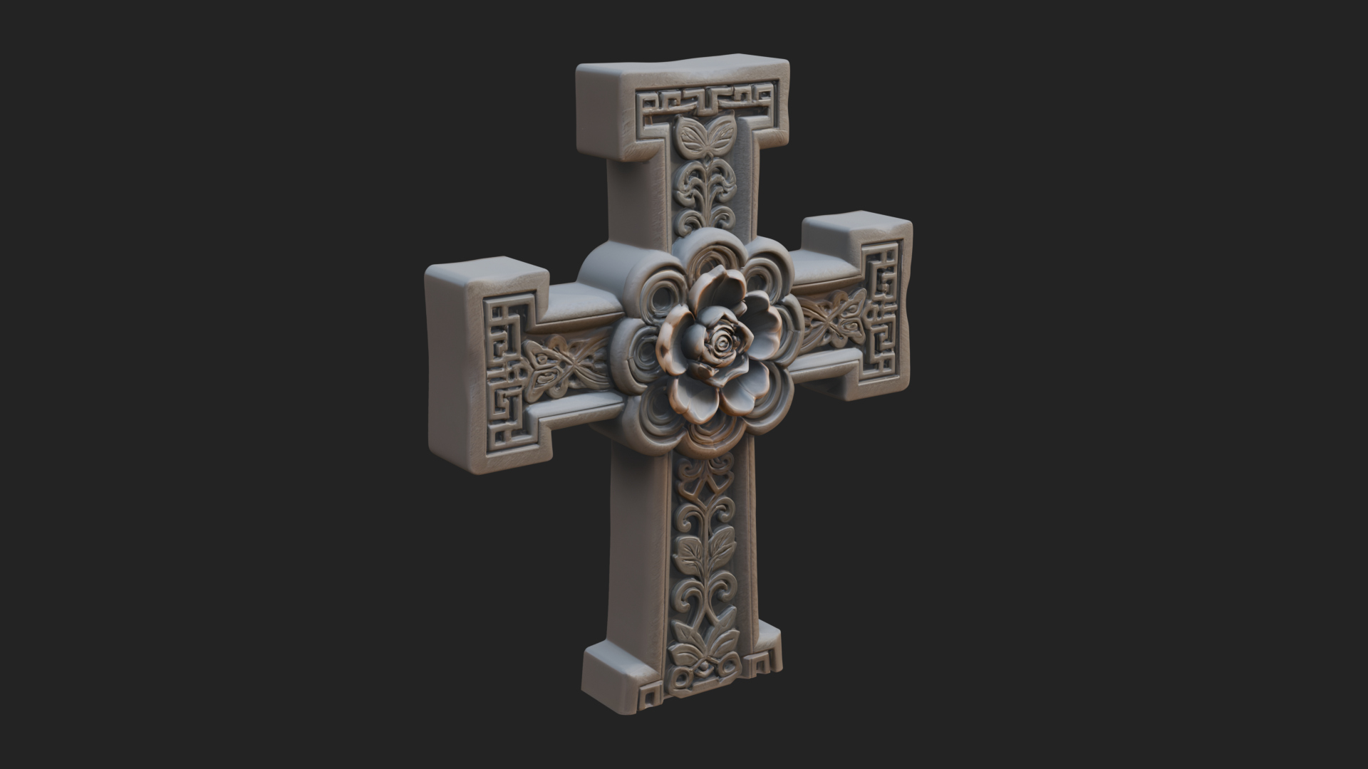 Carved Relief Wall Cross Design 29 3D Print Model 3D Model