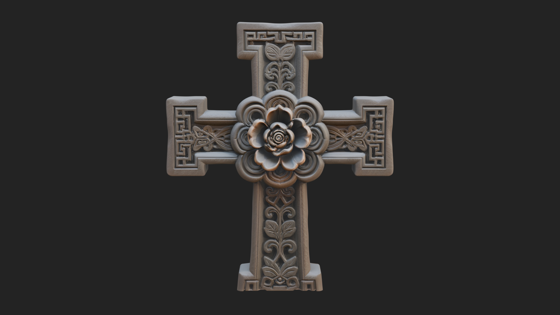 Carved Relief Wall Cross Design 29 3D Print Model 3D Model
