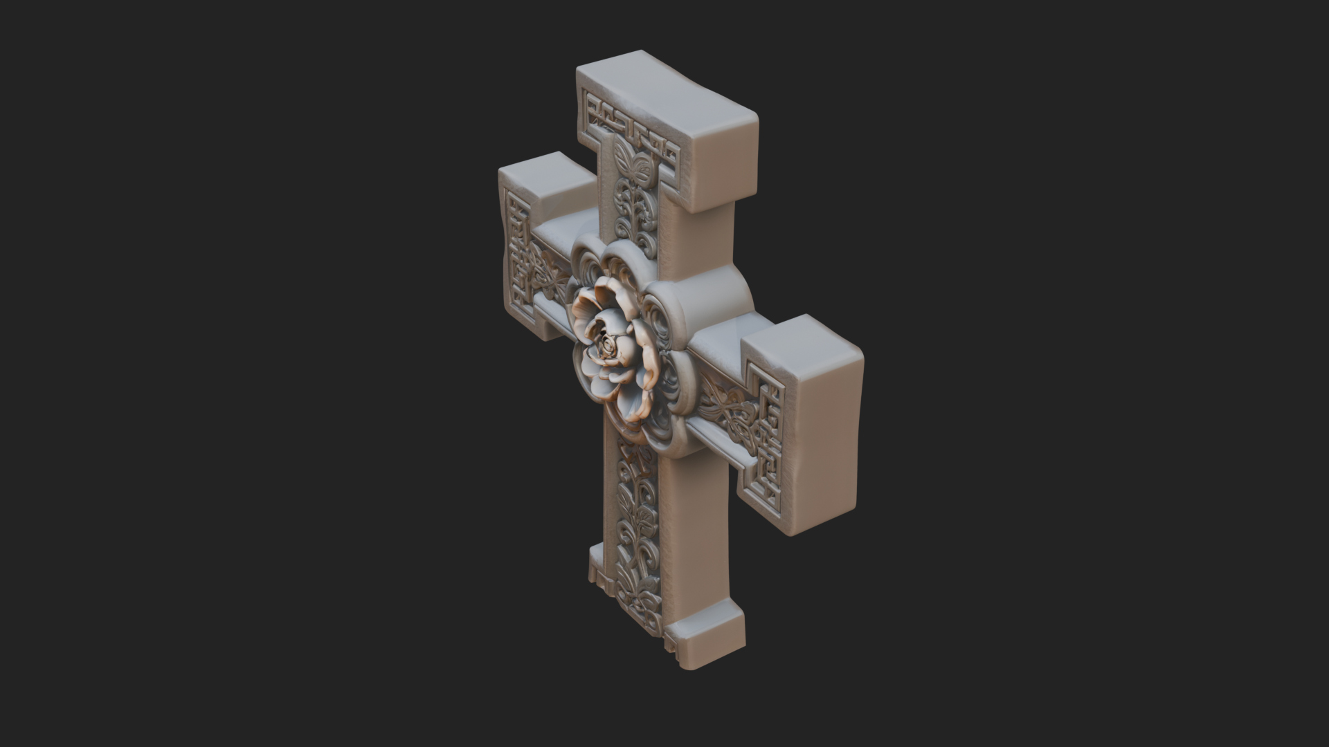 Carved Relief Wall Cross Design 29 3D Print Model 3D Model