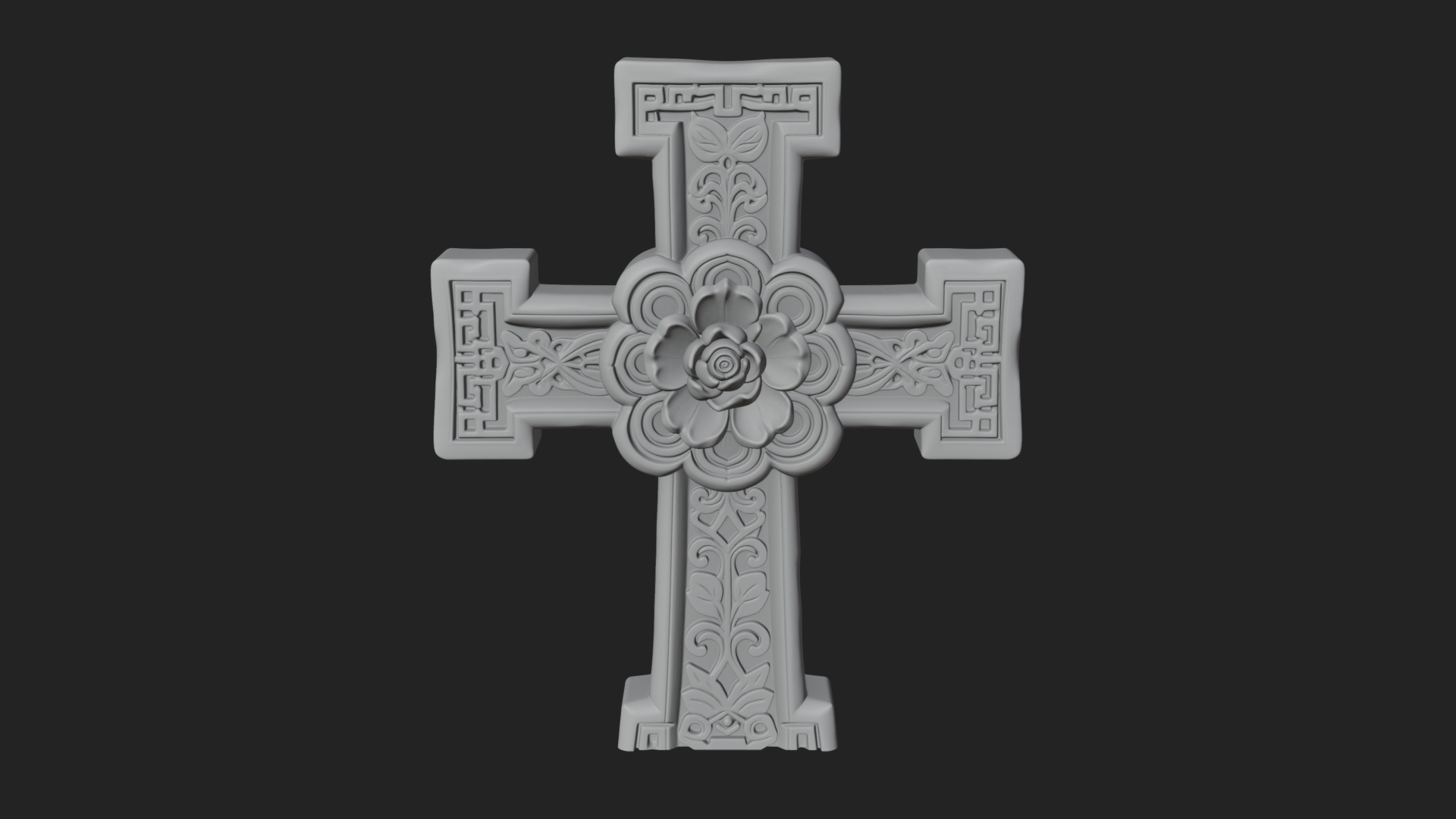 Carved Relief Wall Cross Design 29 3D Print Model 3D Model