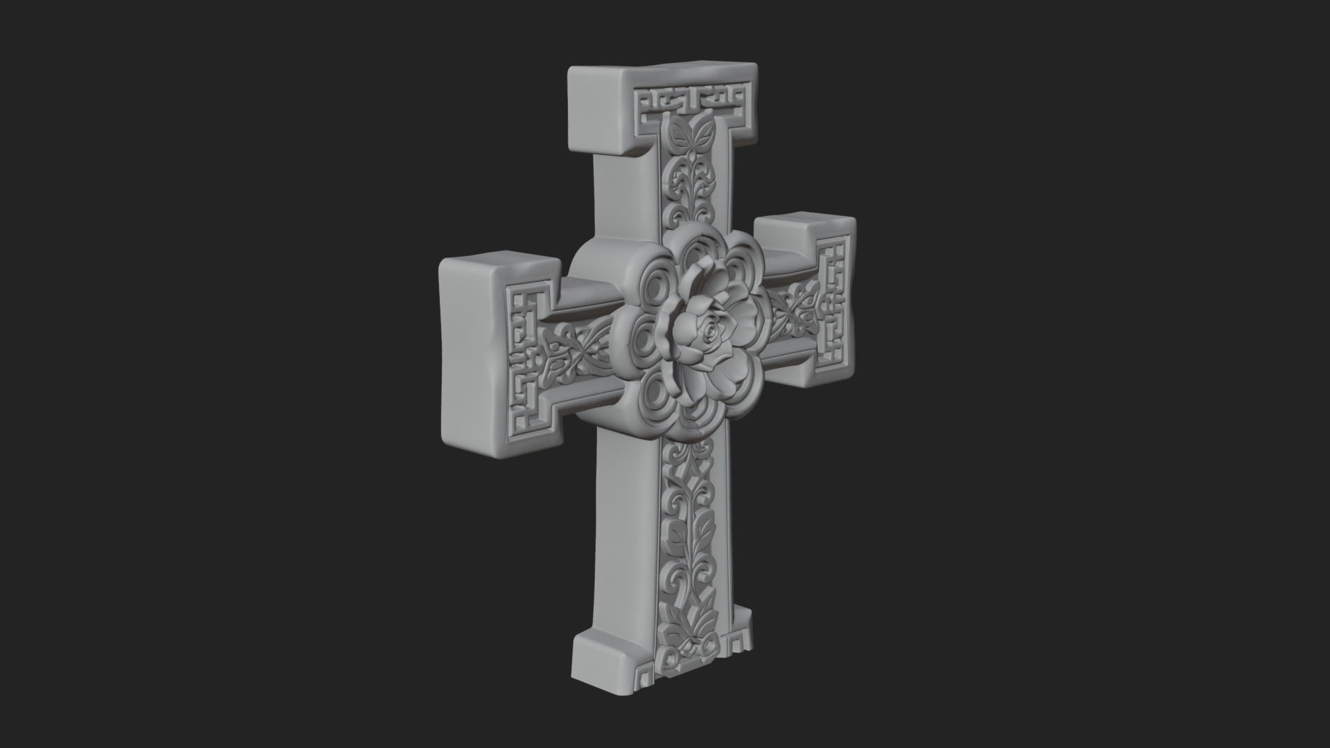 Carved Relief Wall Cross Design 29 3D Print Model 3D Model