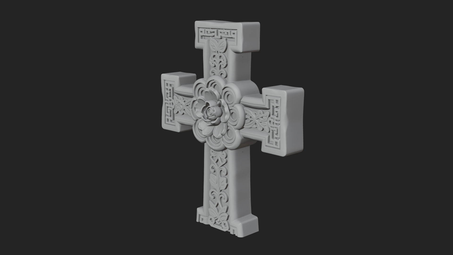 Carved Relief Wall Cross Design 29 3D Print Model 3D Model