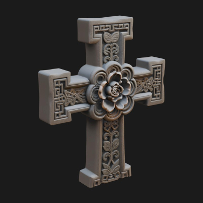 Carved Relief Wall Cross Design 29 3D Print Model
