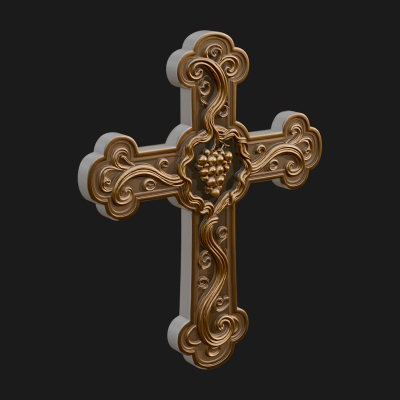 Carved Relief Wall Cross Design 290 3D Print Model