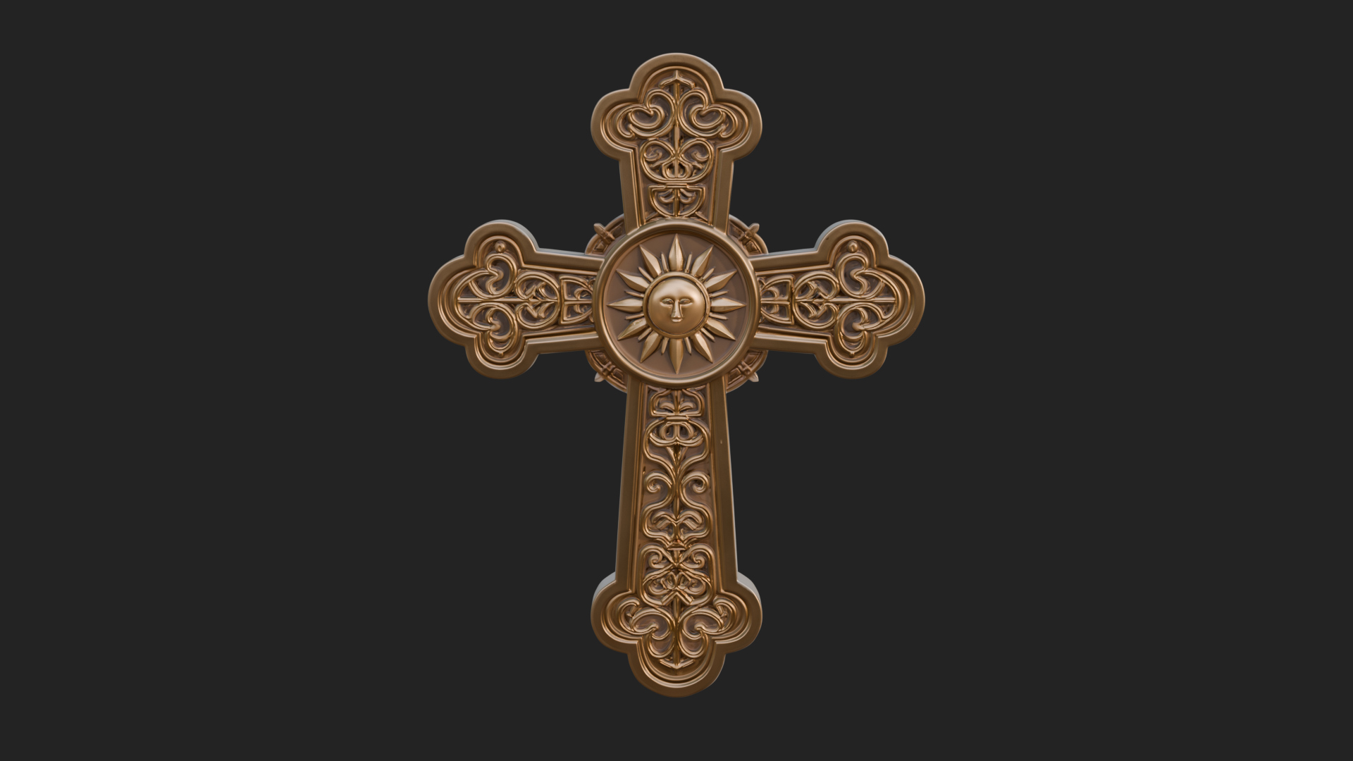 Carved Relief Wall Cross Design 291 3D Print Model 3D Model