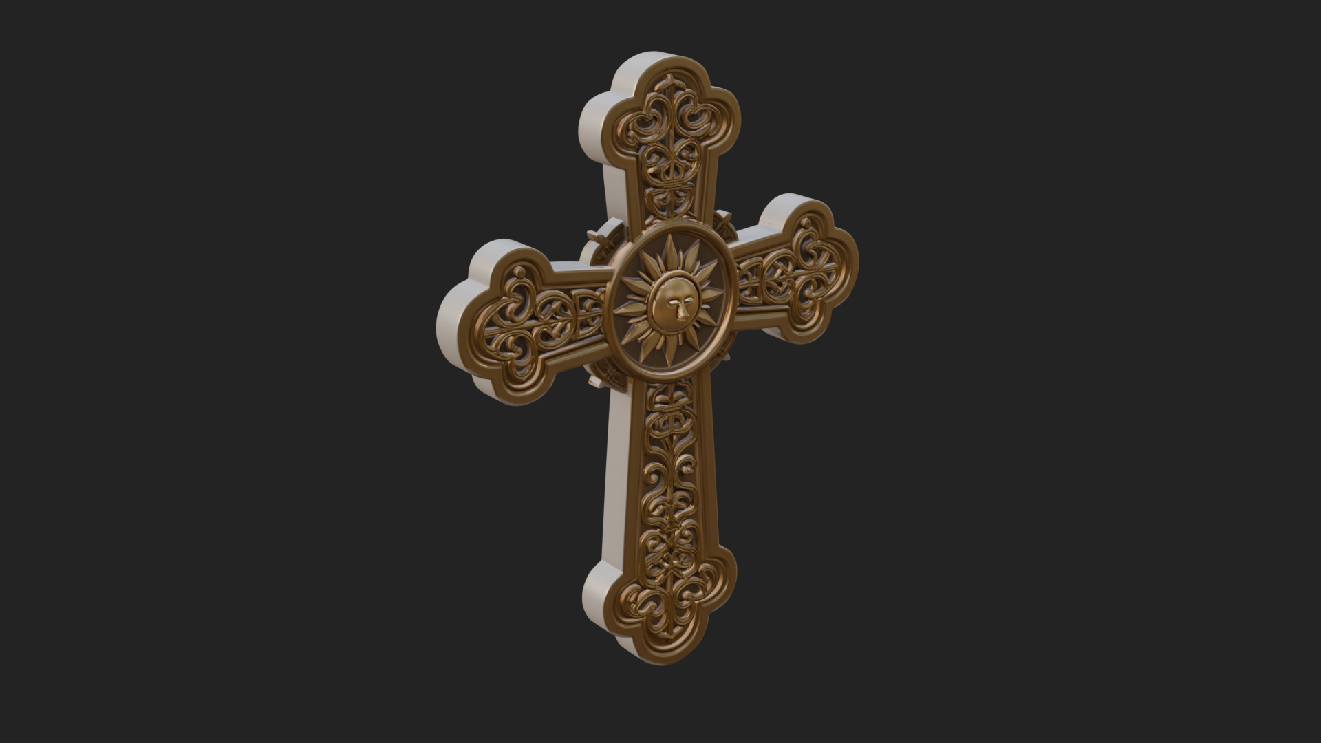Carved Relief Wall Cross Design 291 3D Print Model 3D Model