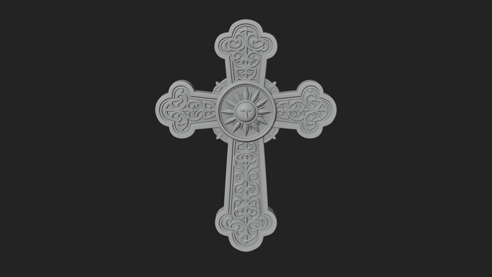 Carved Relief Wall Cross Design 291 3D Print Model 3D Model