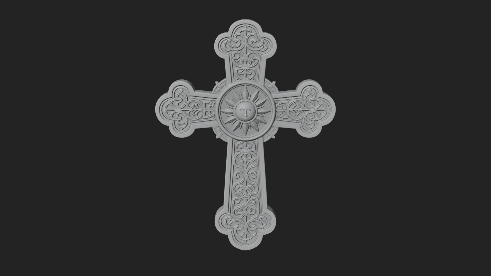 Carved Relief Wall Cross Design 291 3D Print Model 3D Model