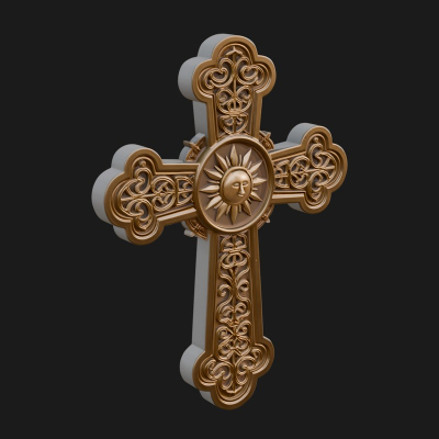 Carved Relief Wall Cross Design 291 3D Print Model