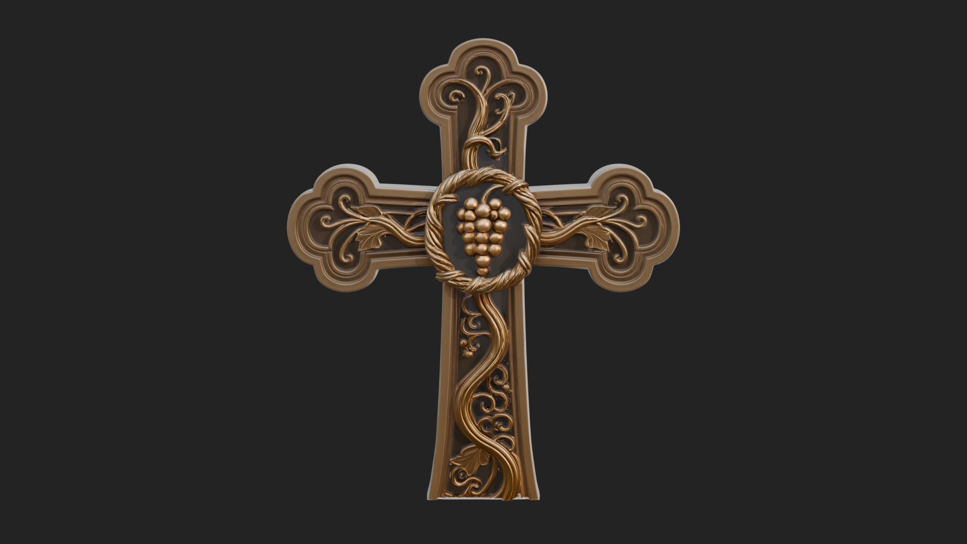 Carved Relief Wall Cross Design 292 3D Print Model 3D Model