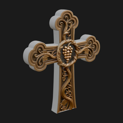 Carved Relief Wall Cross Design 292 3D Print Model
