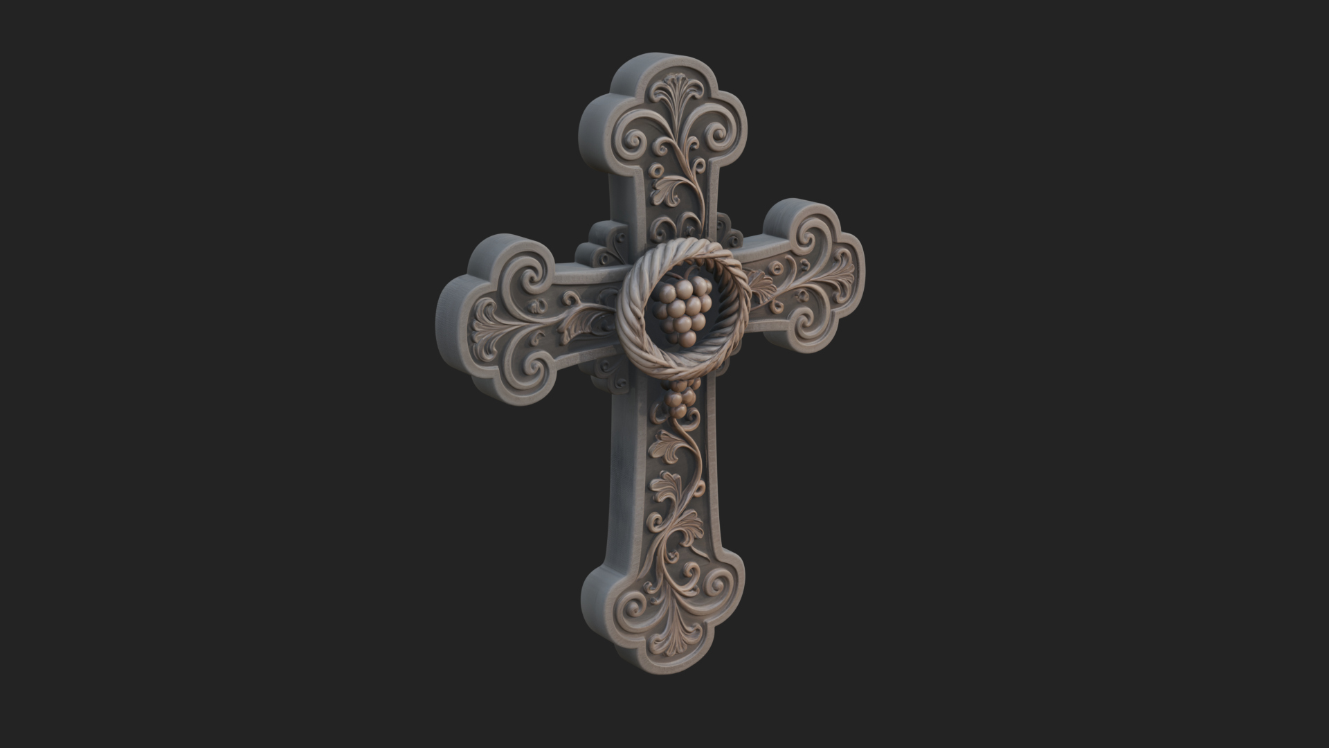 Carved Relief Wall Cross Design 293 3D Print Model 3D Model