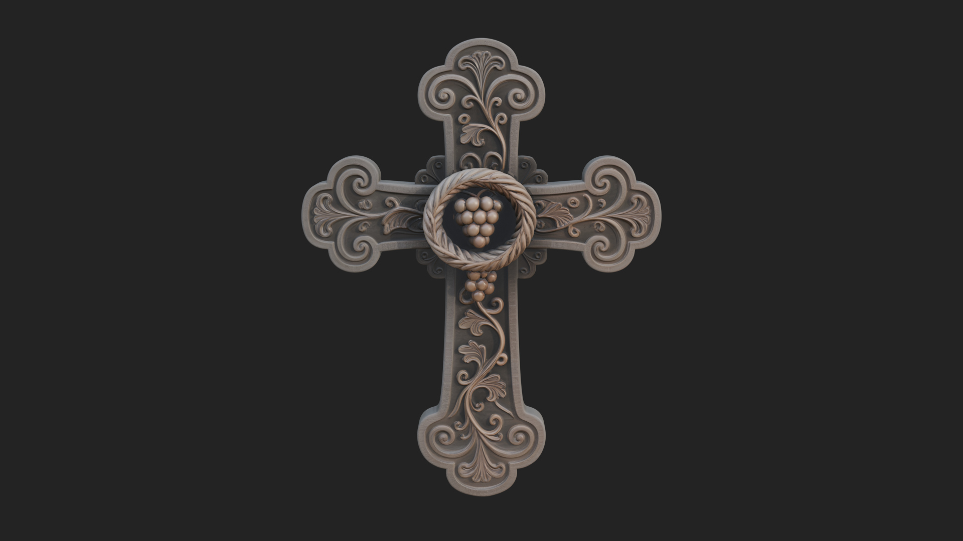 Carved Relief Wall Cross Design 293 3D Print Model 3D Model