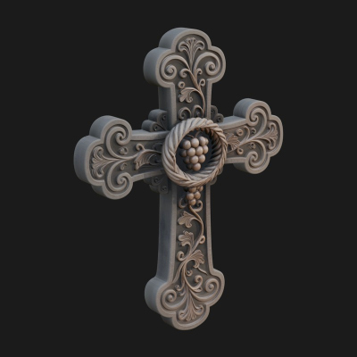Carved Relief Wall Cross Design 293 3D Print Model