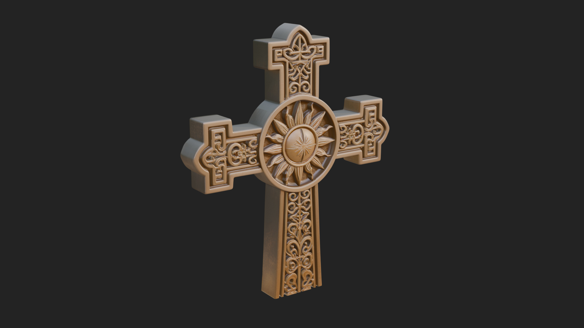 Carved Relief Wall Cross Design 294 3D Print Model 3D Model