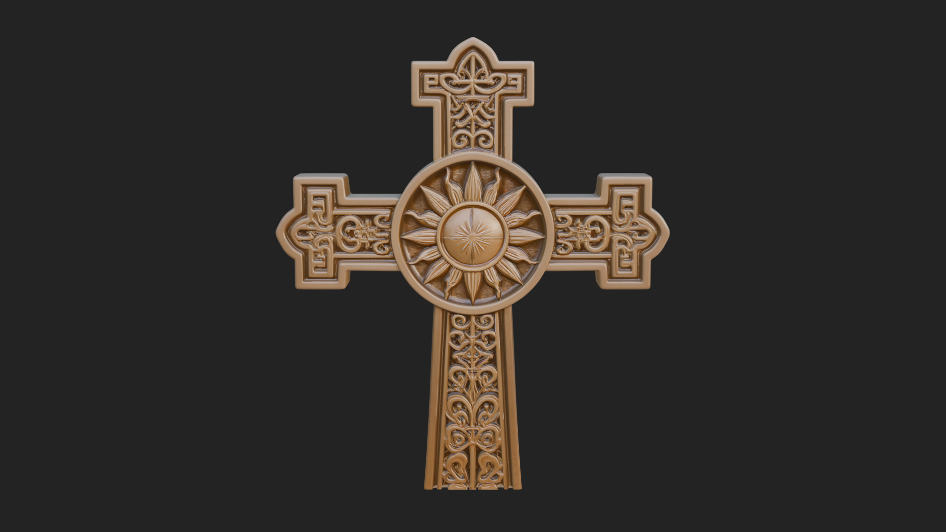 Carved Relief Wall Cross Design 294 3D Print Model 3D Model