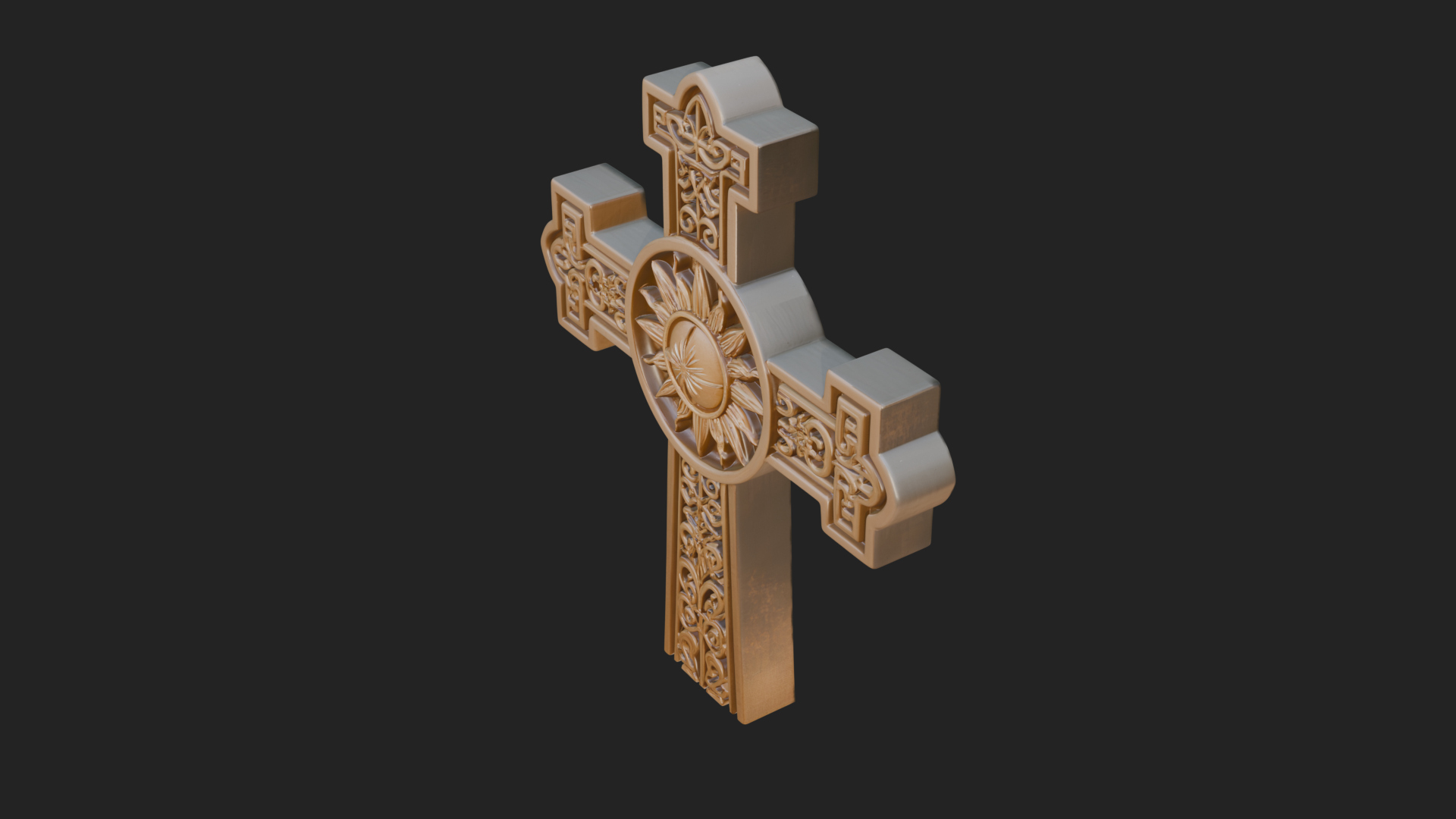 Carved Relief Wall Cross Design 294 3D Print Model 3D Model