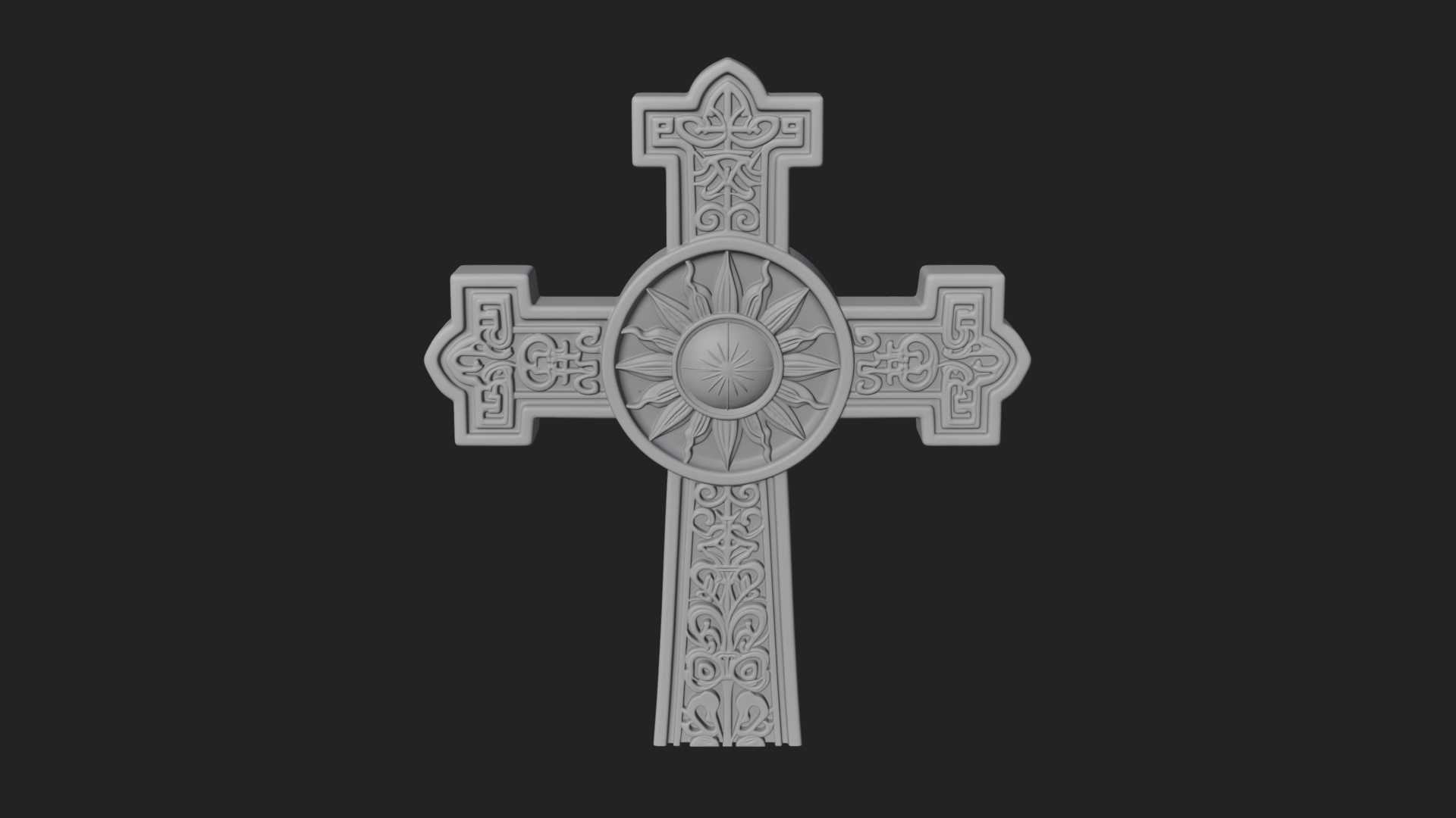 Carved Relief Wall Cross Design 294 3D Print Model 3D Model