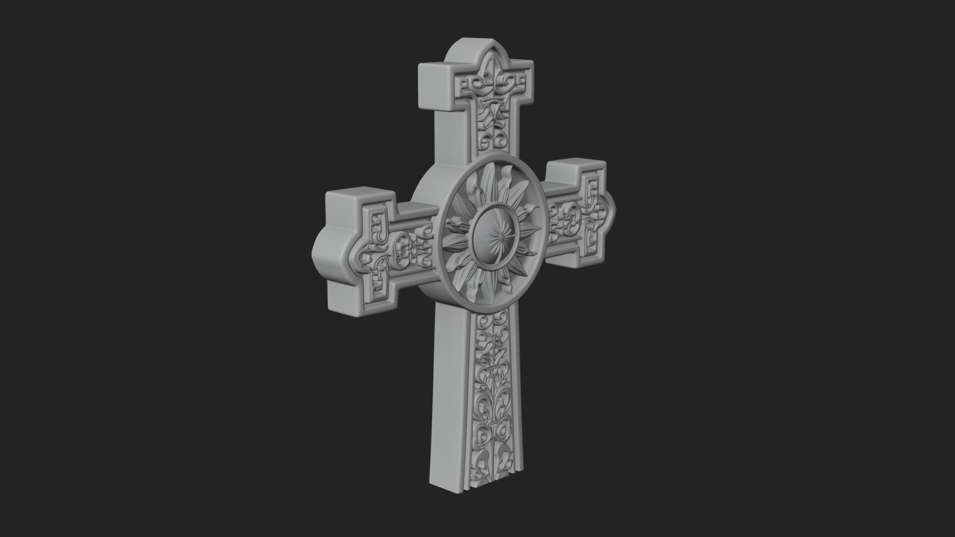 Carved Relief Wall Cross Design 294 3D Print Model 3D Model