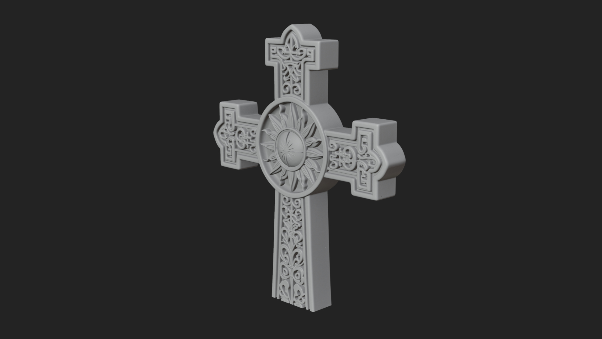Carved Relief Wall Cross Design 294 3D Print Model 3D Model