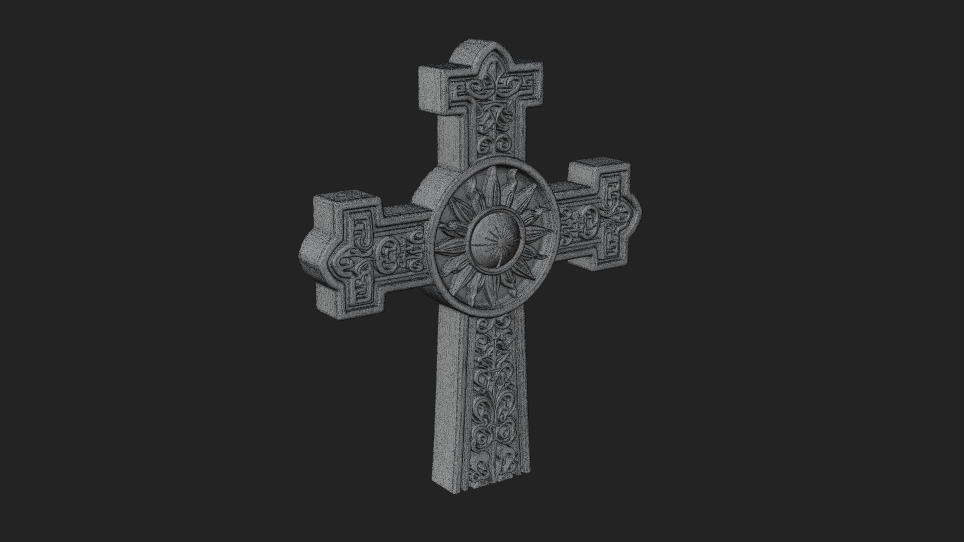 Carved Relief Wall Cross Design 294 3D Print Model 3D Model