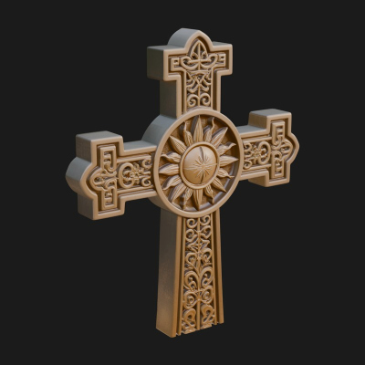 Carved Relief Wall Cross Design 294 3D Print Model