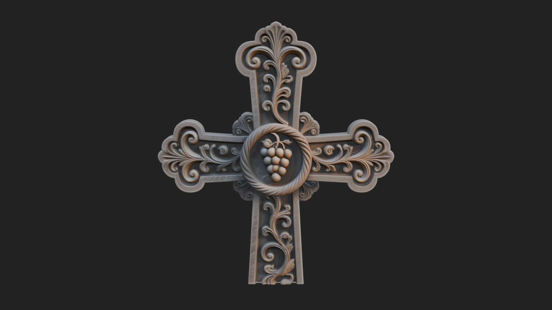 Carved Relief Wall Cross Design 295 3D Print Model 3D Model