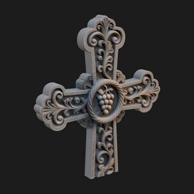 Carved Relief Wall Cross Design 295 3D Print Model