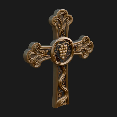 Carved Relief Wall Cross Design 296 3D Print Model