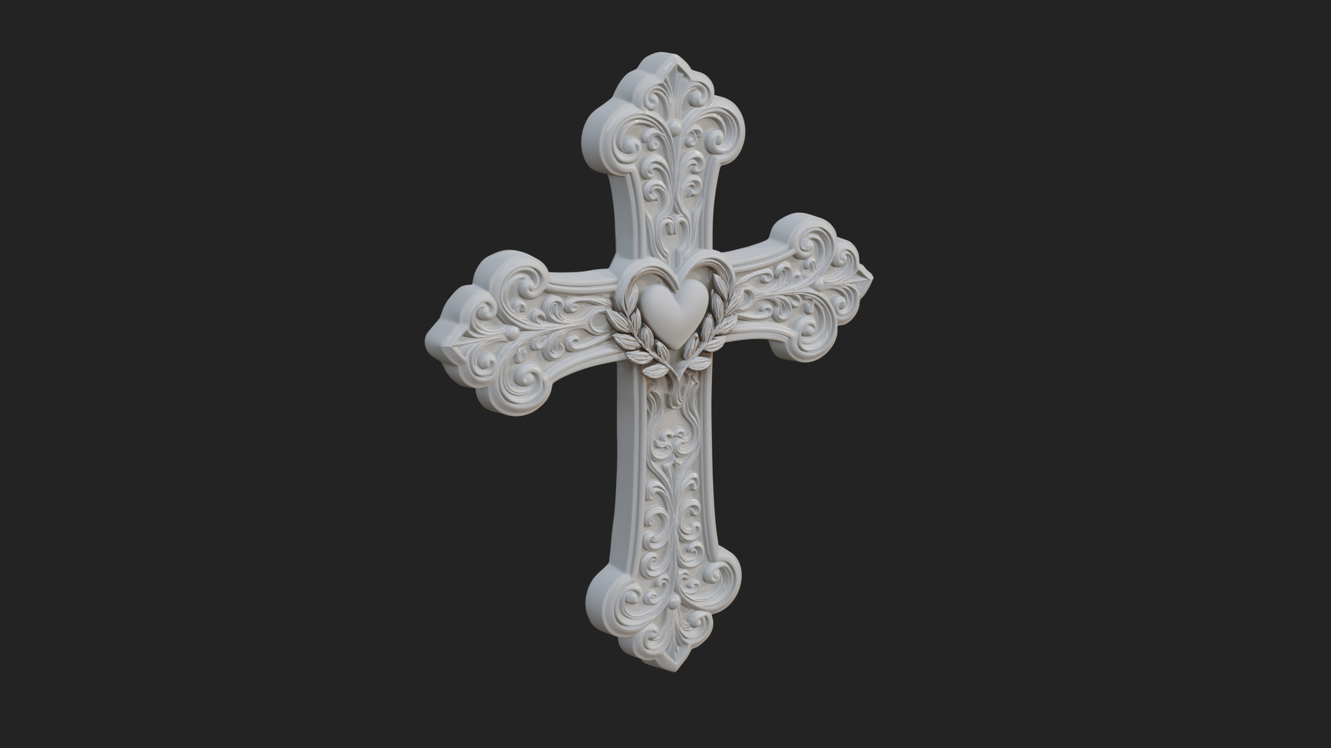 Carved Relief Wall Cross Design 297 3D Print Model 3D Model