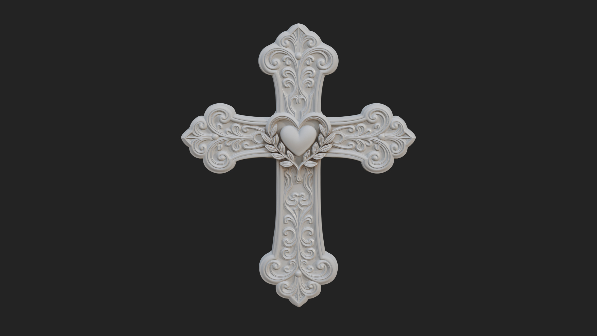 Carved Relief Wall Cross Design 297 3D Print Model 3D Model