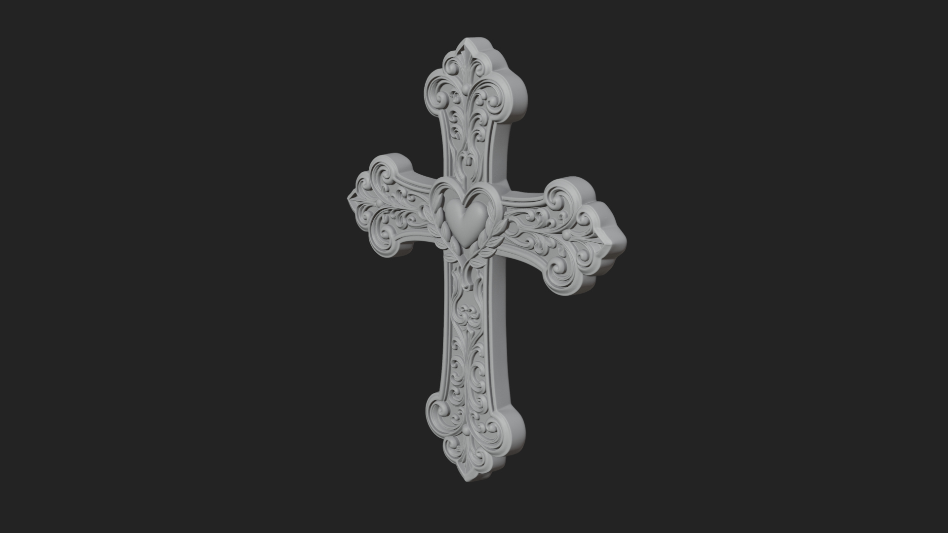 Carved Relief Wall Cross Design 297 3D Print Model 3D Model