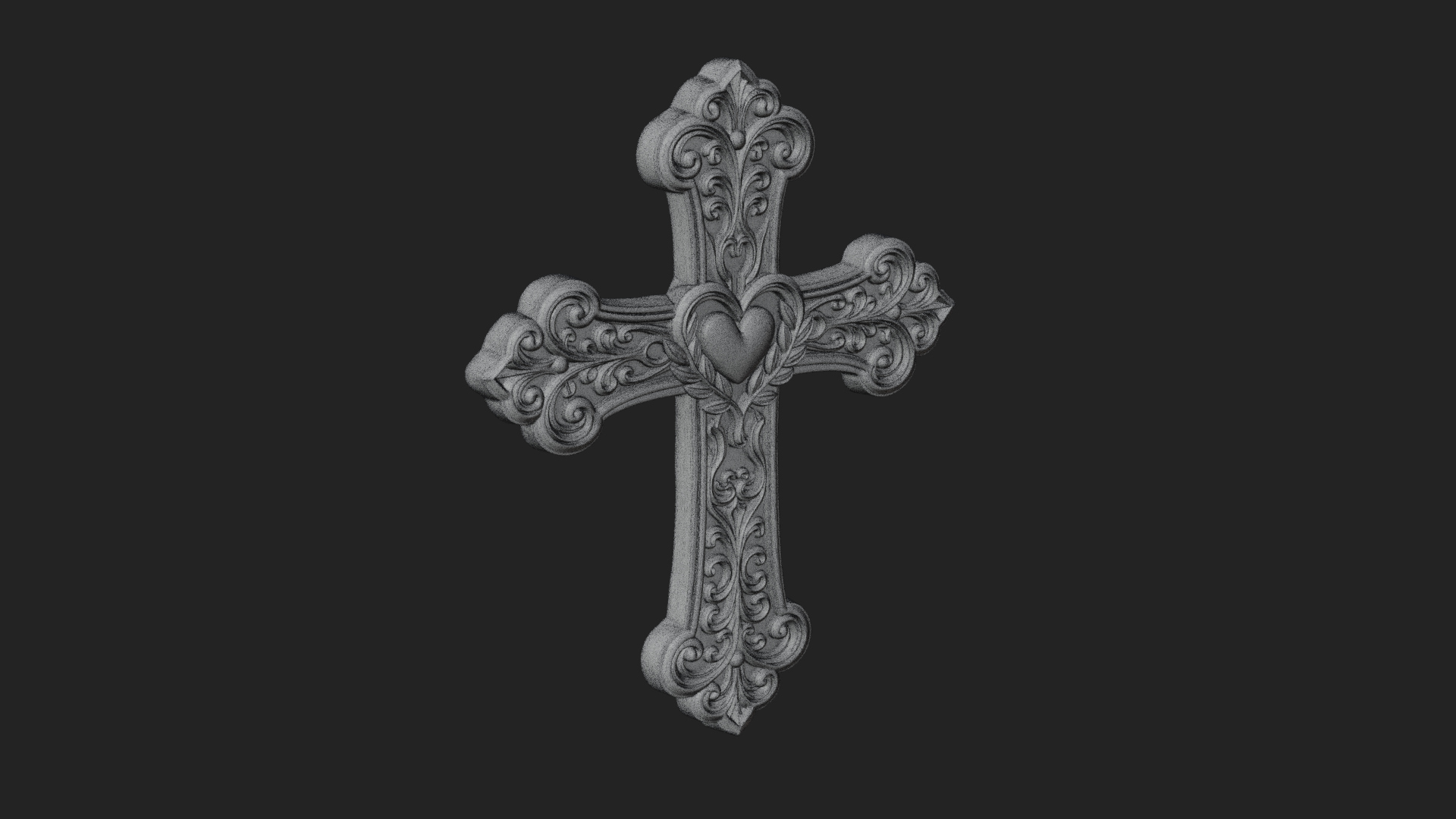 Carved Relief Wall Cross Design 297 3D Print Model 3D Model