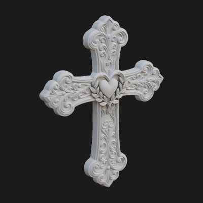 Carved Relief Wall Cross Design 297 3D Print Model