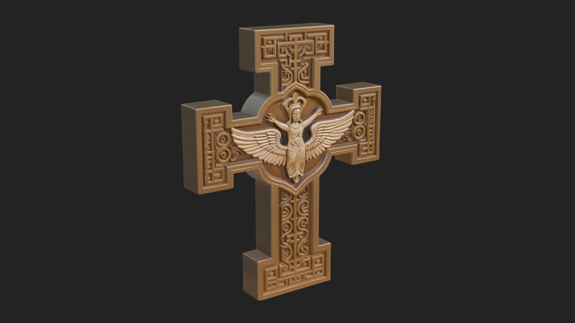 Carved Relief Wall Cross Design 3 3D Print Model 3D Model