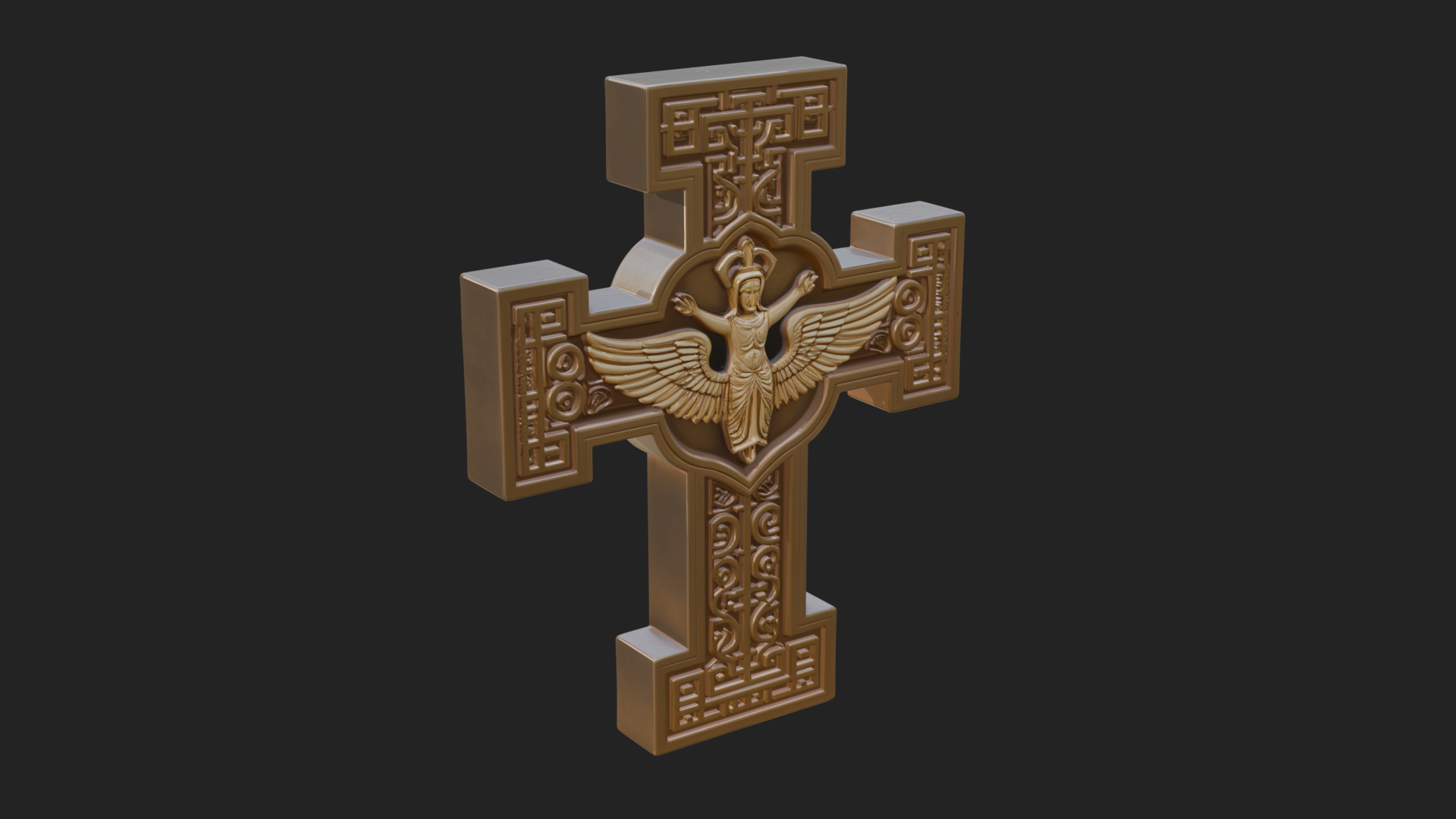 Carved Relief Wall Cross Design 3 3D Print Model 3D Model