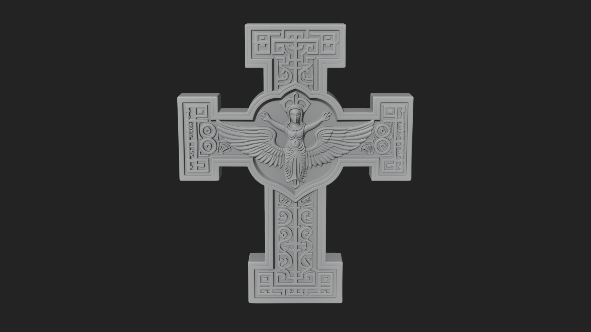 Carved Relief Wall Cross Design 3 3D Print Model 3D Model