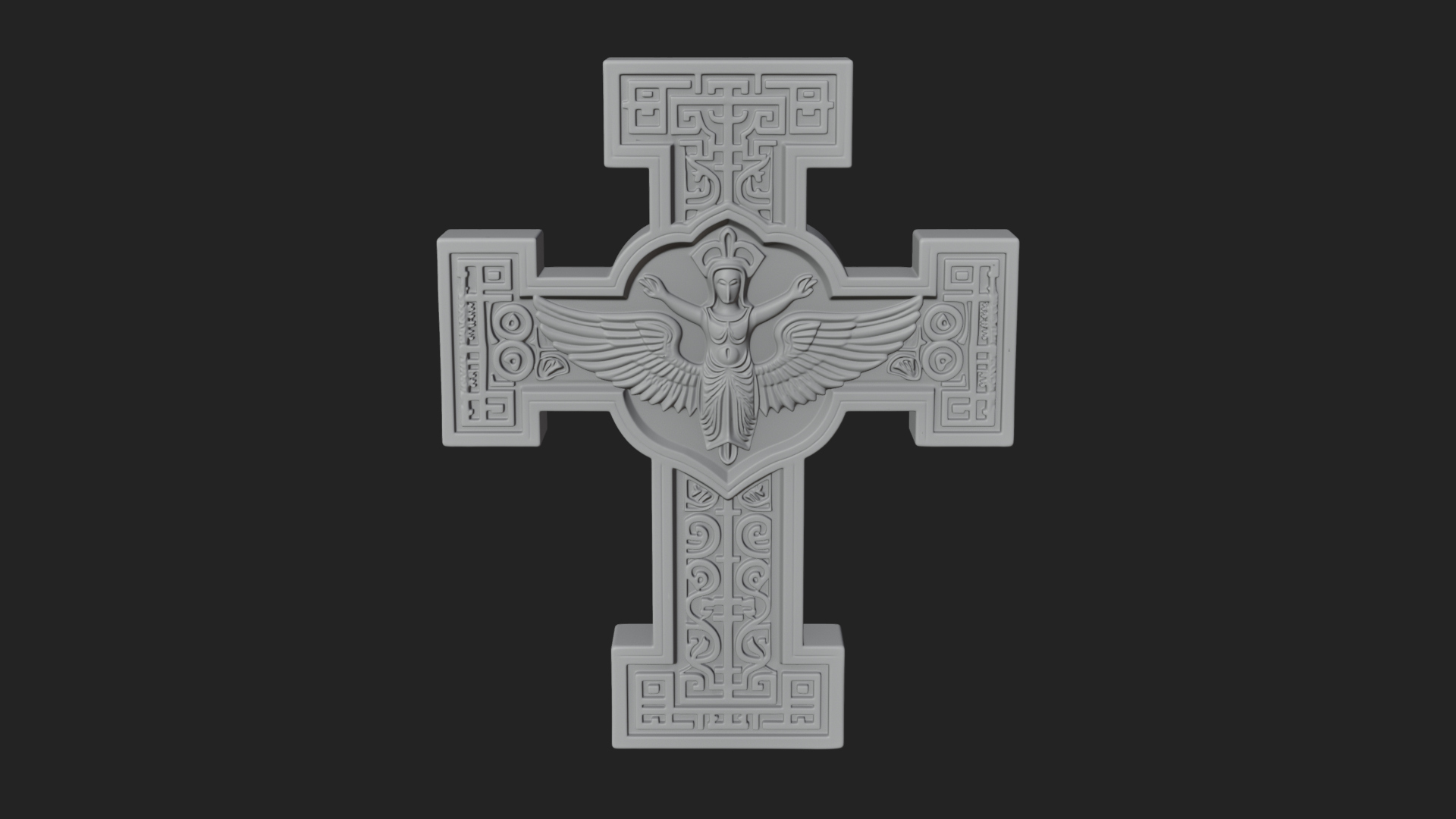 Carved Relief Wall Cross Design 3 3D Print Model 3D Model