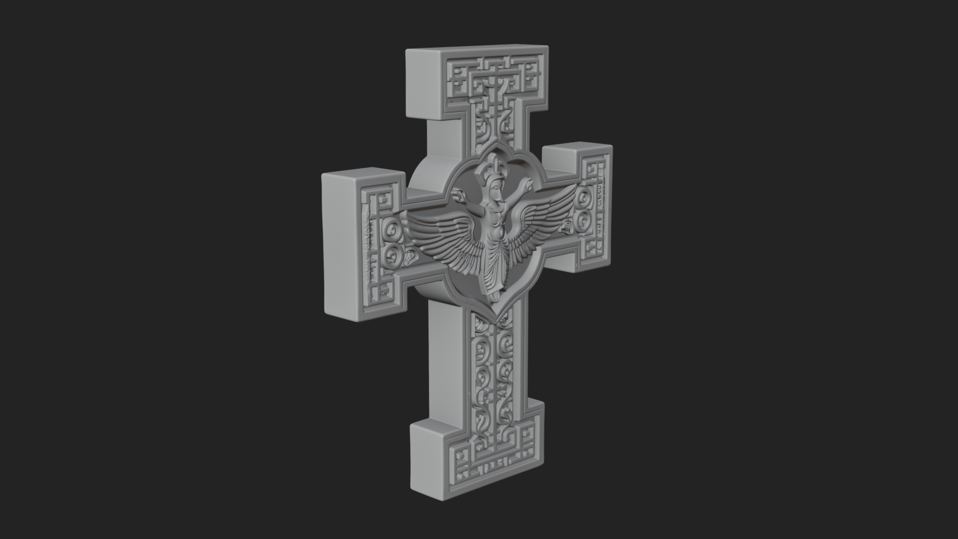 Carved Relief Wall Cross Design 3 3D Print Model 3D Model