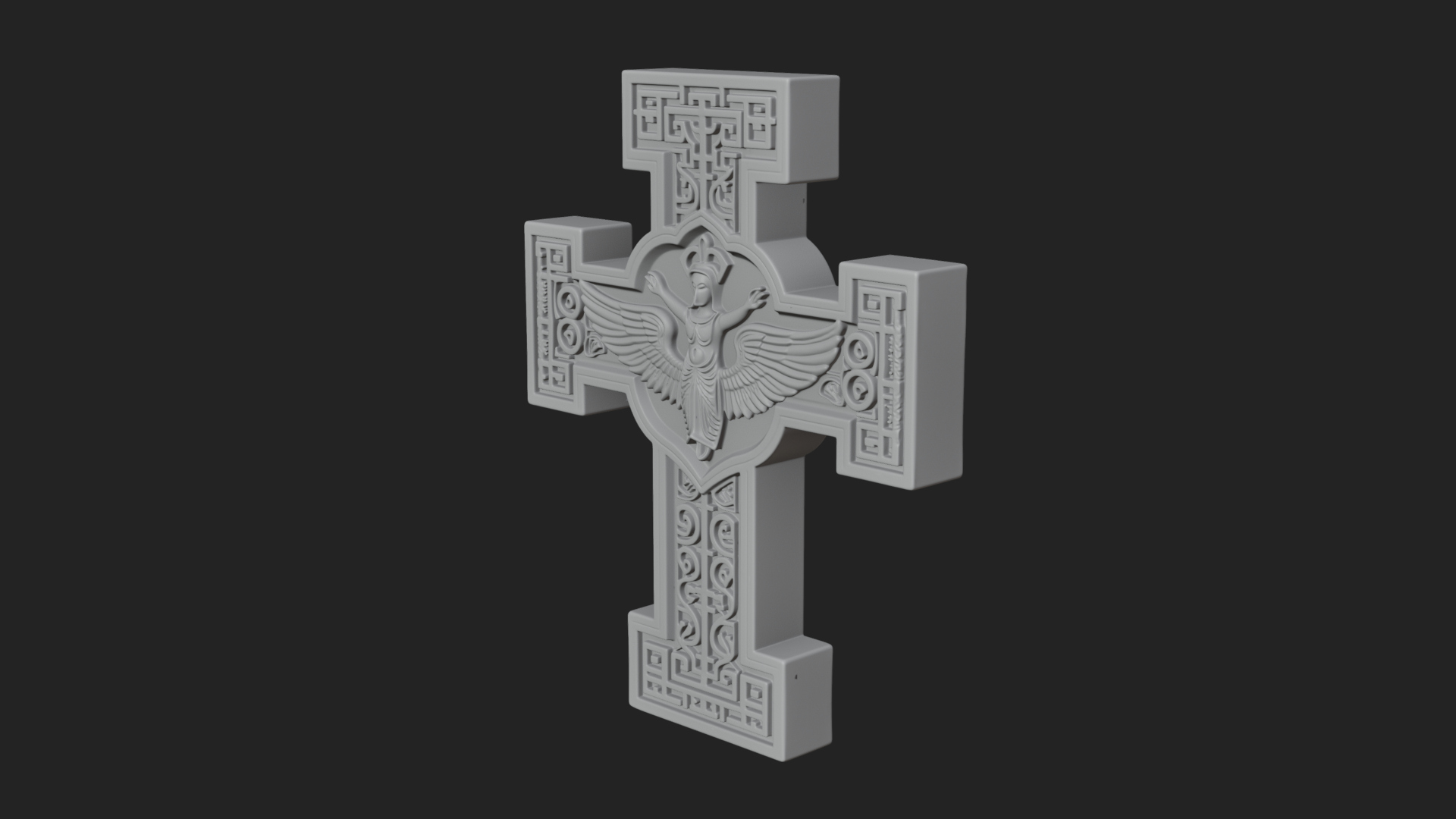 Carved Relief Wall Cross Design 3 3D Print Model 3D Model