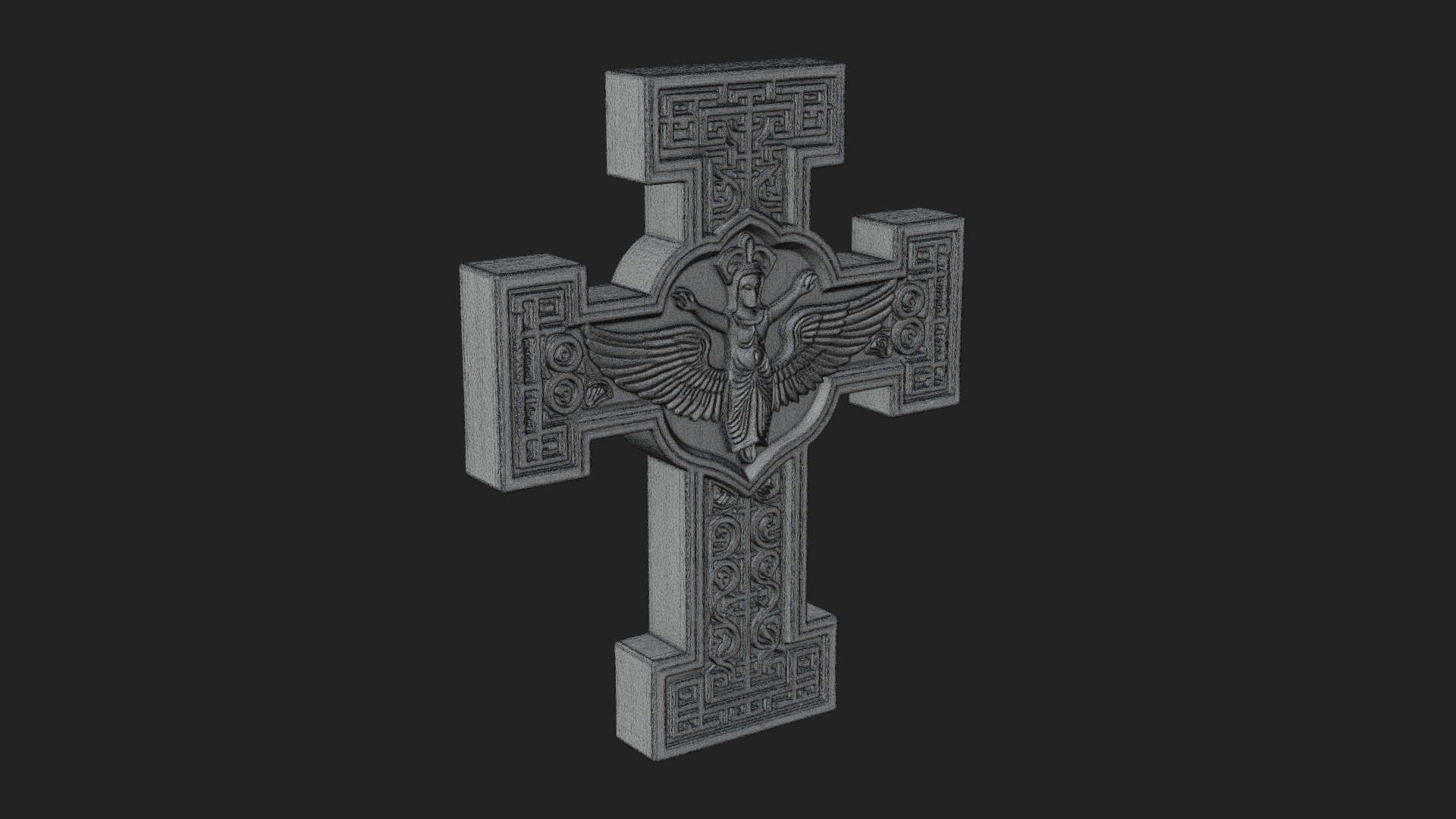 Carved Relief Wall Cross Design 3 3D Print Model 3D Model