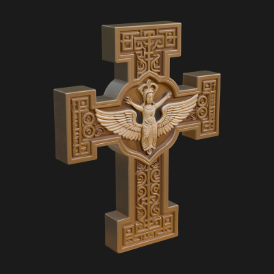Carved Relief Wall Cross Design 3 3D Print Model