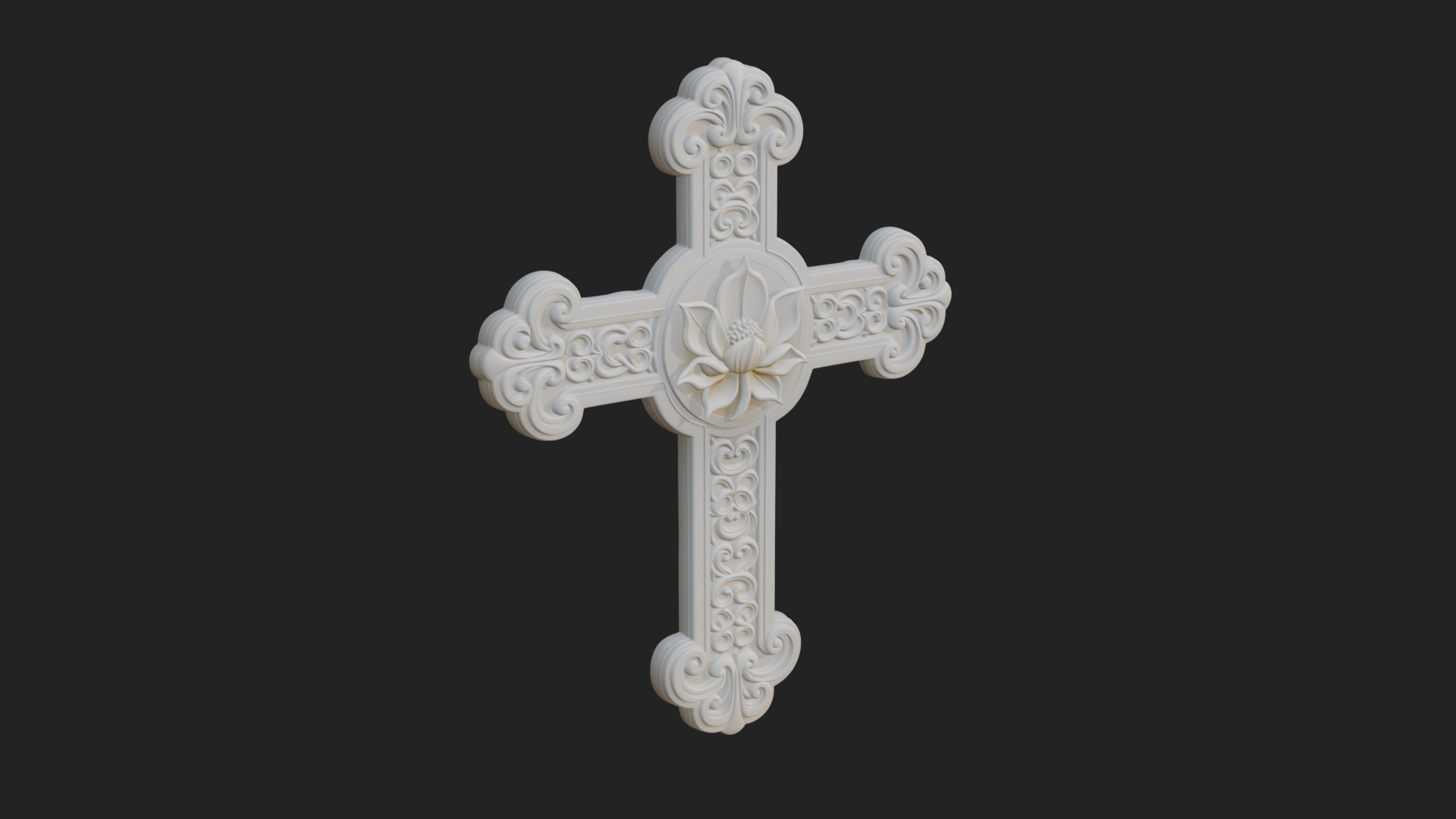 Carved Relief Wall Cross Design 30 3D Print Model 3D Model