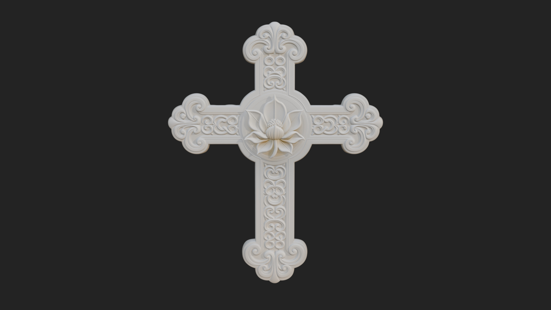 Carved Relief Wall Cross Design 30 3D Print Model 3D Model