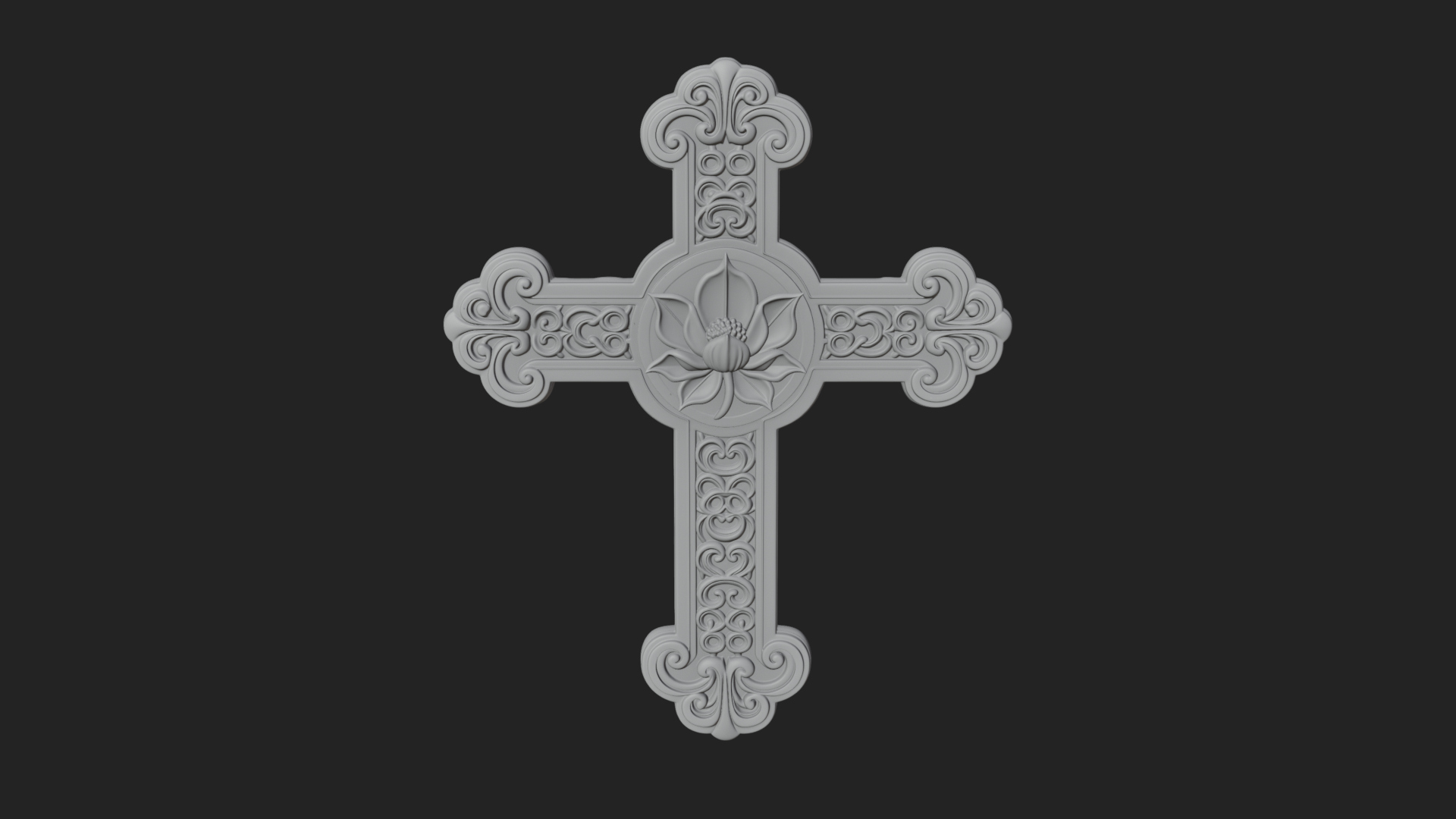 Carved Relief Wall Cross Design 30 3D Print Model 3D Model