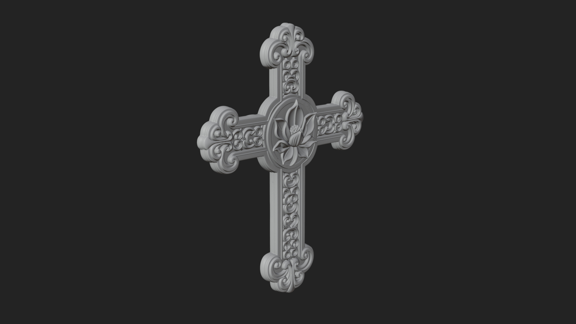 Carved Relief Wall Cross Design 30 3D Print Model 3D Model